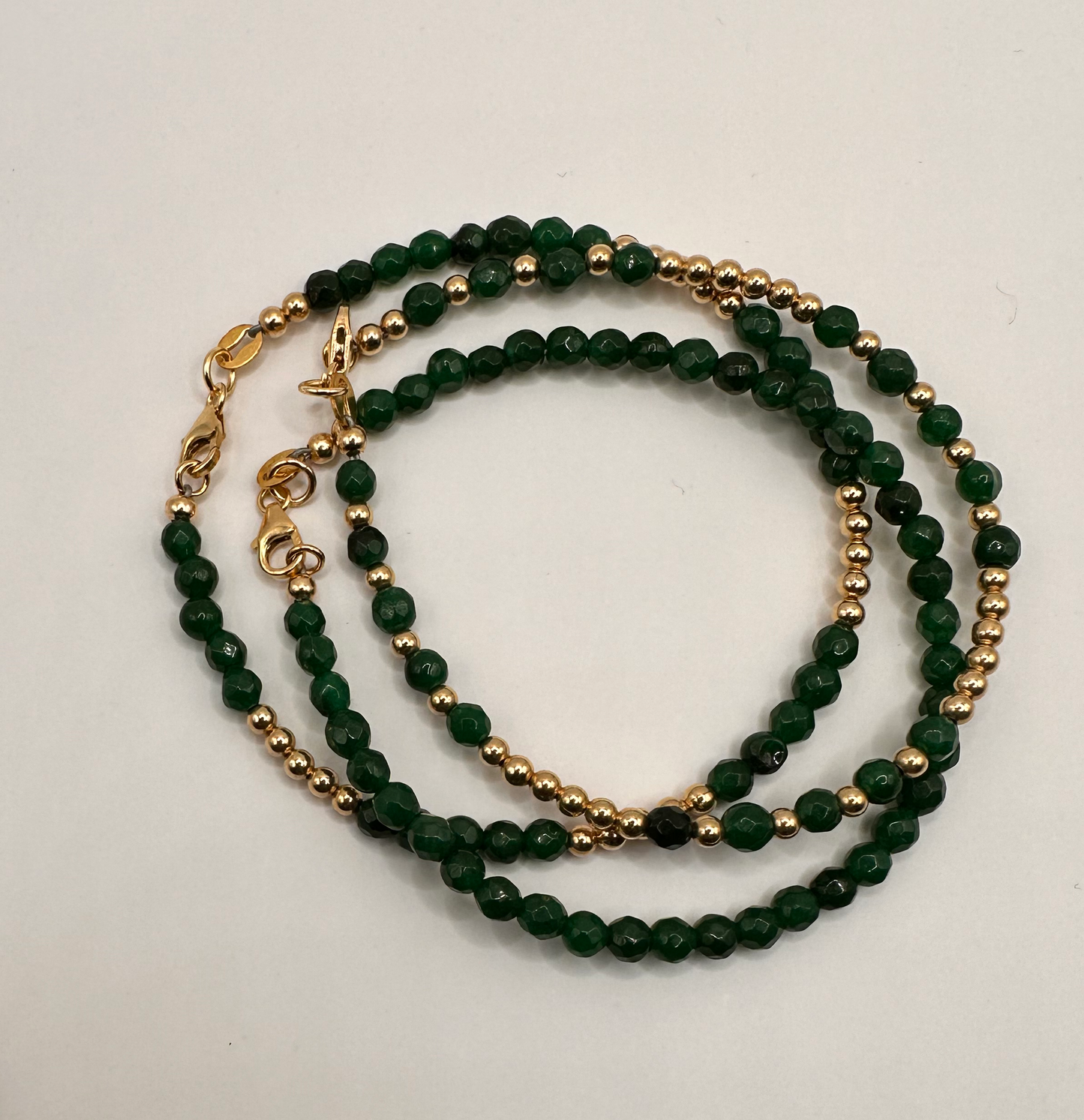 Green Aventurine Faceted Bead with 14kt Gold Bead Bracelet