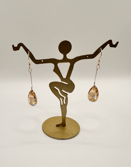 Citrine Swarovski Crystal Pear Shaped Drop Earrings