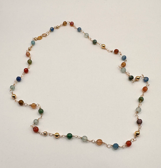 Tourmaline with 14kt Gold Filled Link Bead Necklace