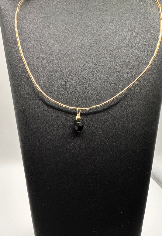 Black Onyx Bead with 14kt Gold Filled Necklace