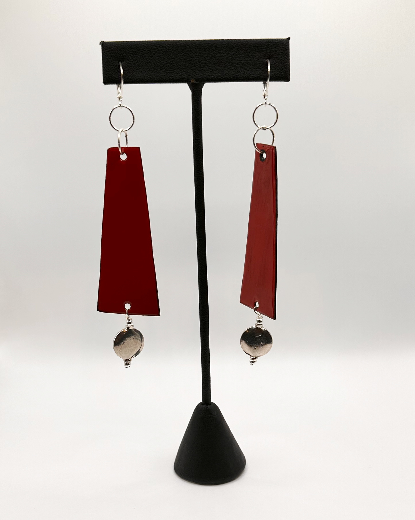 Deep Red Enamel Earrings