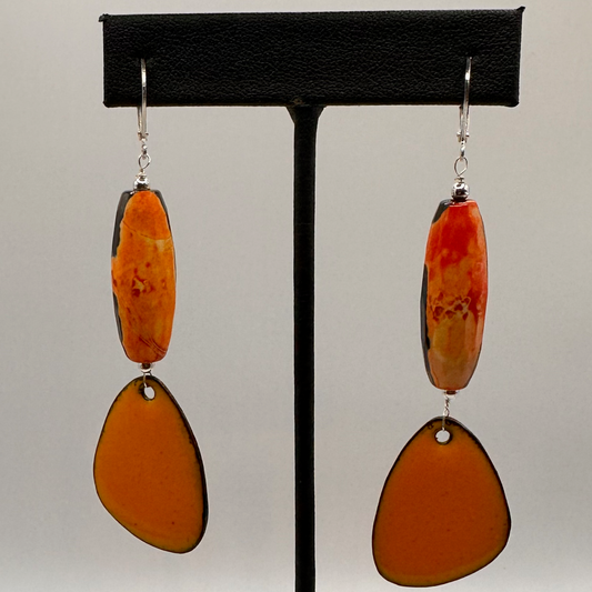 Artisan Enamel Earrings with Sterling Silver Accents