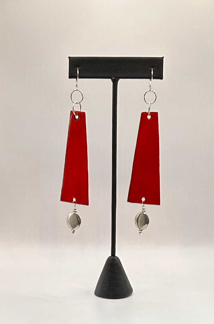 Artisan Enamel Earrings with Sterling Silver Accents