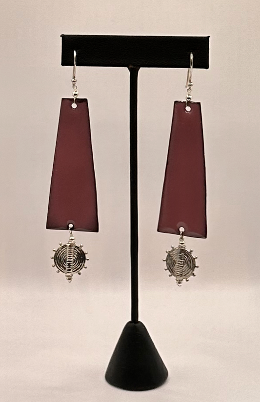 Dark Mauve Enamel Earrings