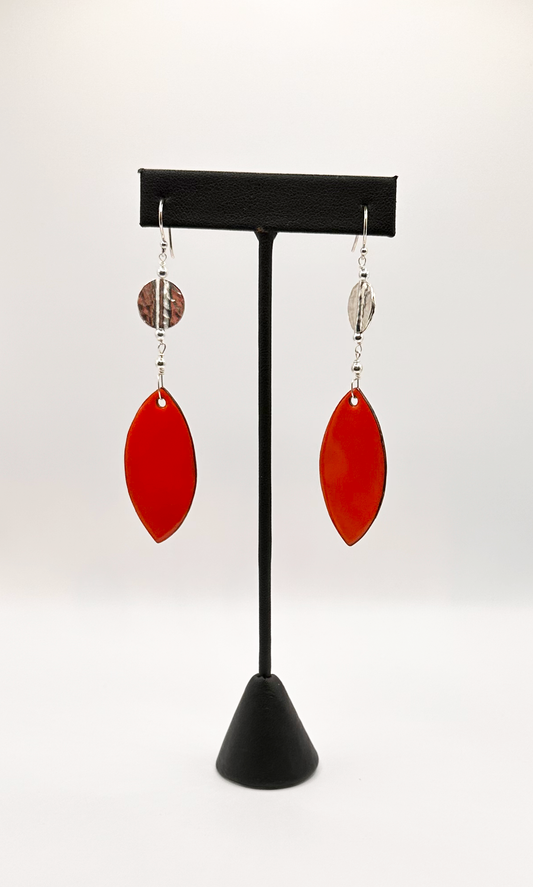 Artisan Enamel Earrings with Sterling Silver Accents