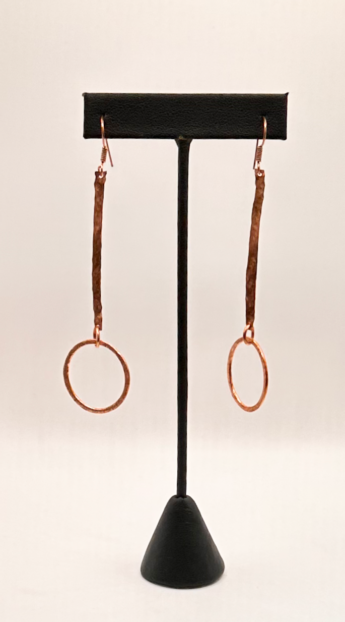 Copper Circle Dangle Earrings