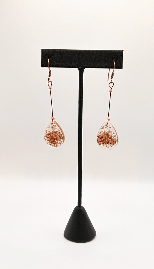 Copper Dazzle Resin Dangle Earrings
