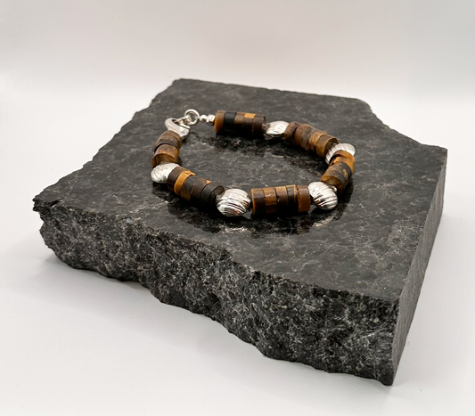 Tiger Eye with Sterling Silver Focal Bead Bracelet