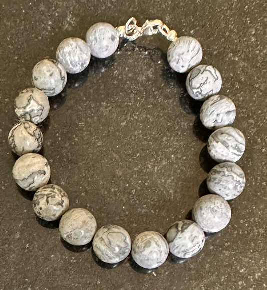 Gray Jasper Bead Bracelet