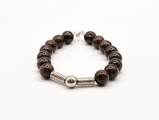 Bronzite Beads with Sterling Silver Accent Beads