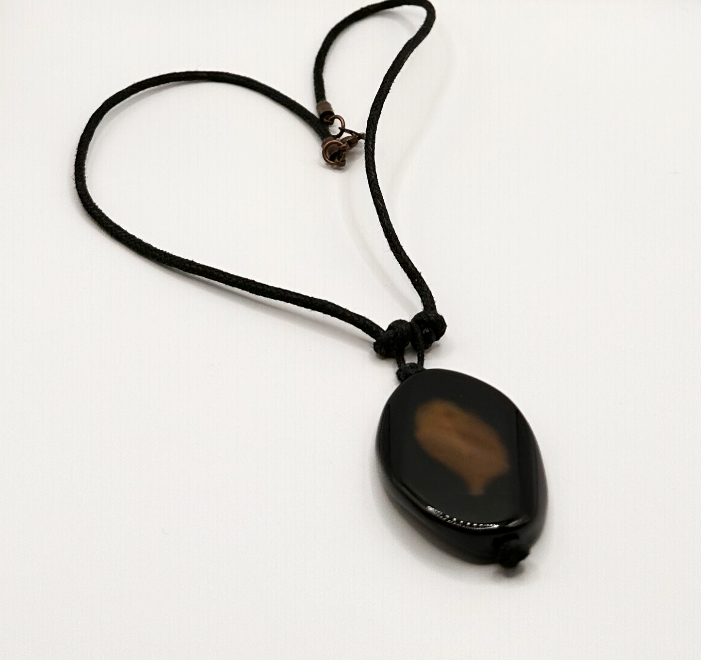 Polished Agate Stone Necklace on a Cotton Cord Necklace