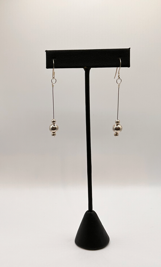 Sterling Silver Drop Bead Earrings