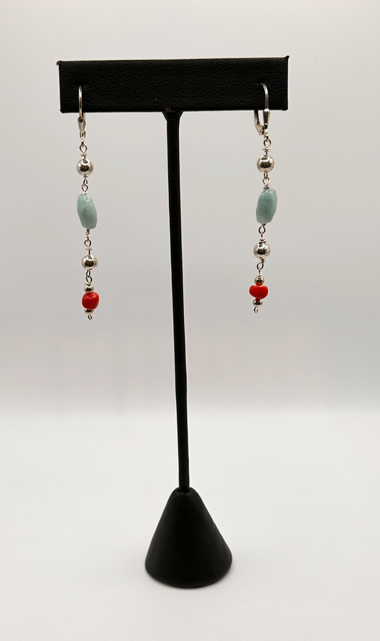 Multi Gemstone Bead Chain Earrings