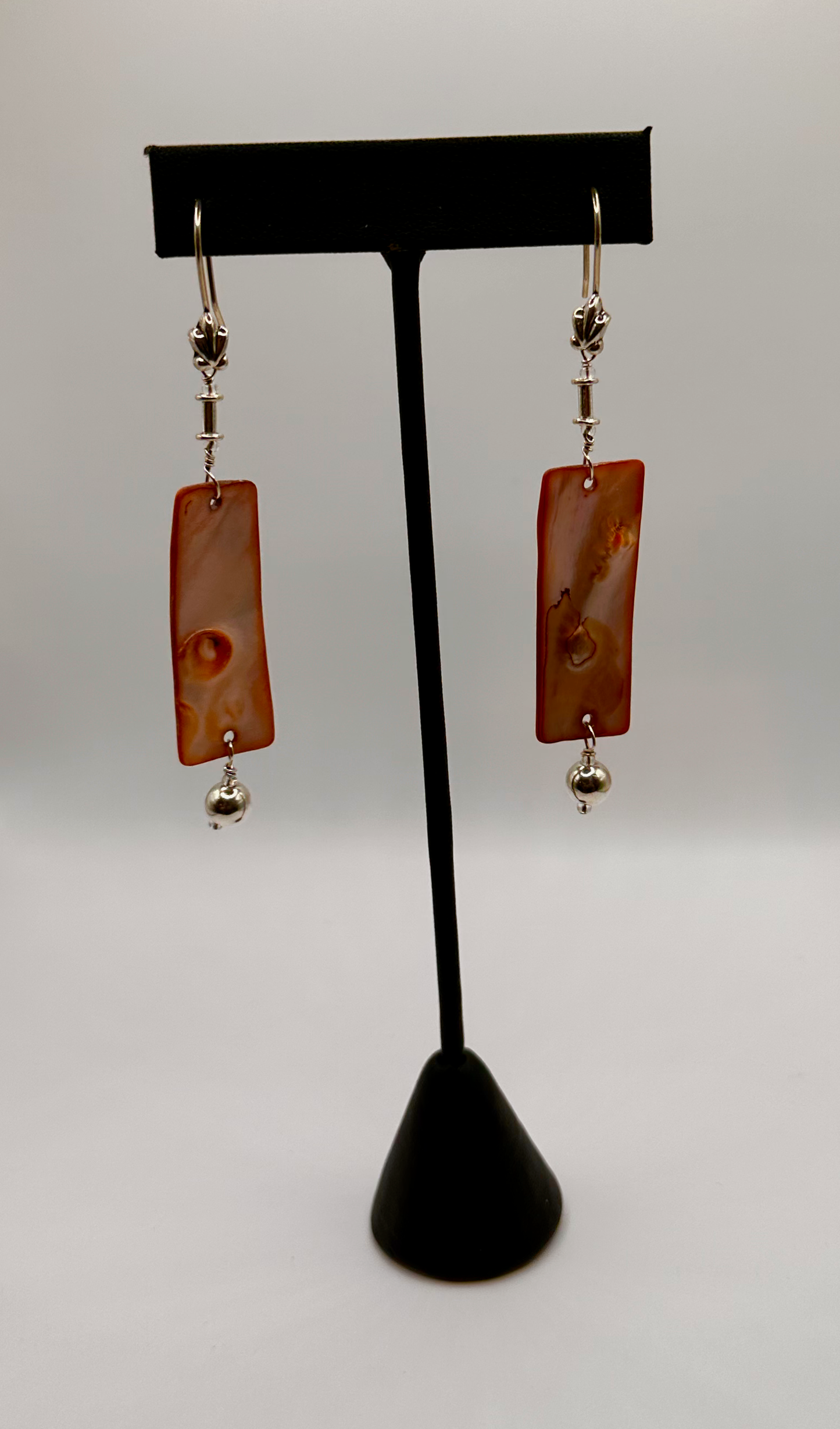 Mother of Pearl Shell Dangle Earrings with Sterling Silver Accents