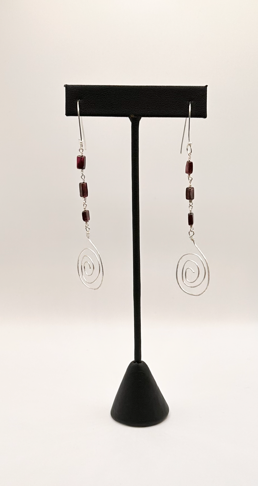 Garnet Drop with Sterling Silver Earrings