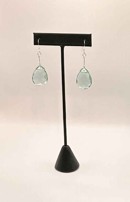 Aqua Briolette with Sterling Silver Earrings