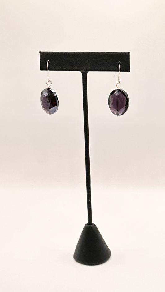 Amethyst Facet Crystal with Sterling Silver Earrings