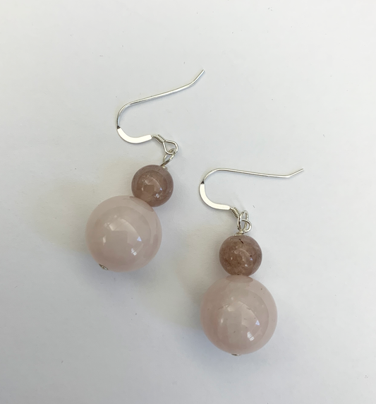 Rose Quartz Bead Earrings