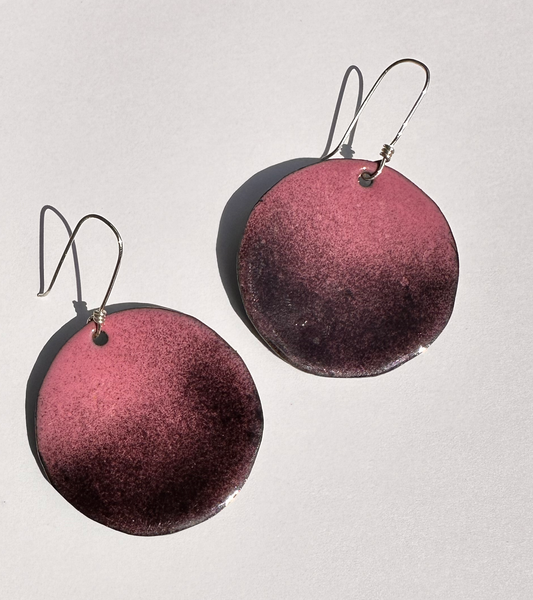 Pink Puff Enamel Earrings