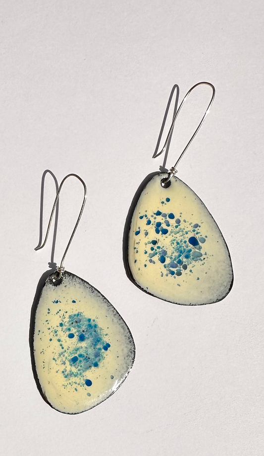 Blue Speckled Enamel Earrings