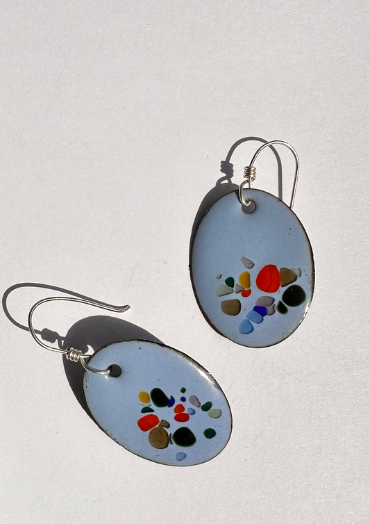 Blue Speckled Enamel Earrings