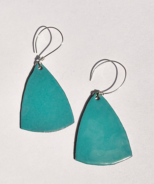 Teal Enamel Earrings