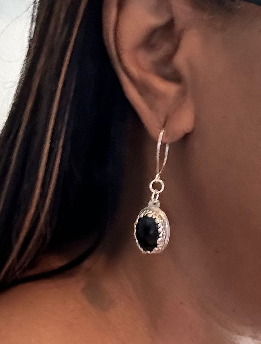 Handmade Bezel Set Onyx Stone Earrings