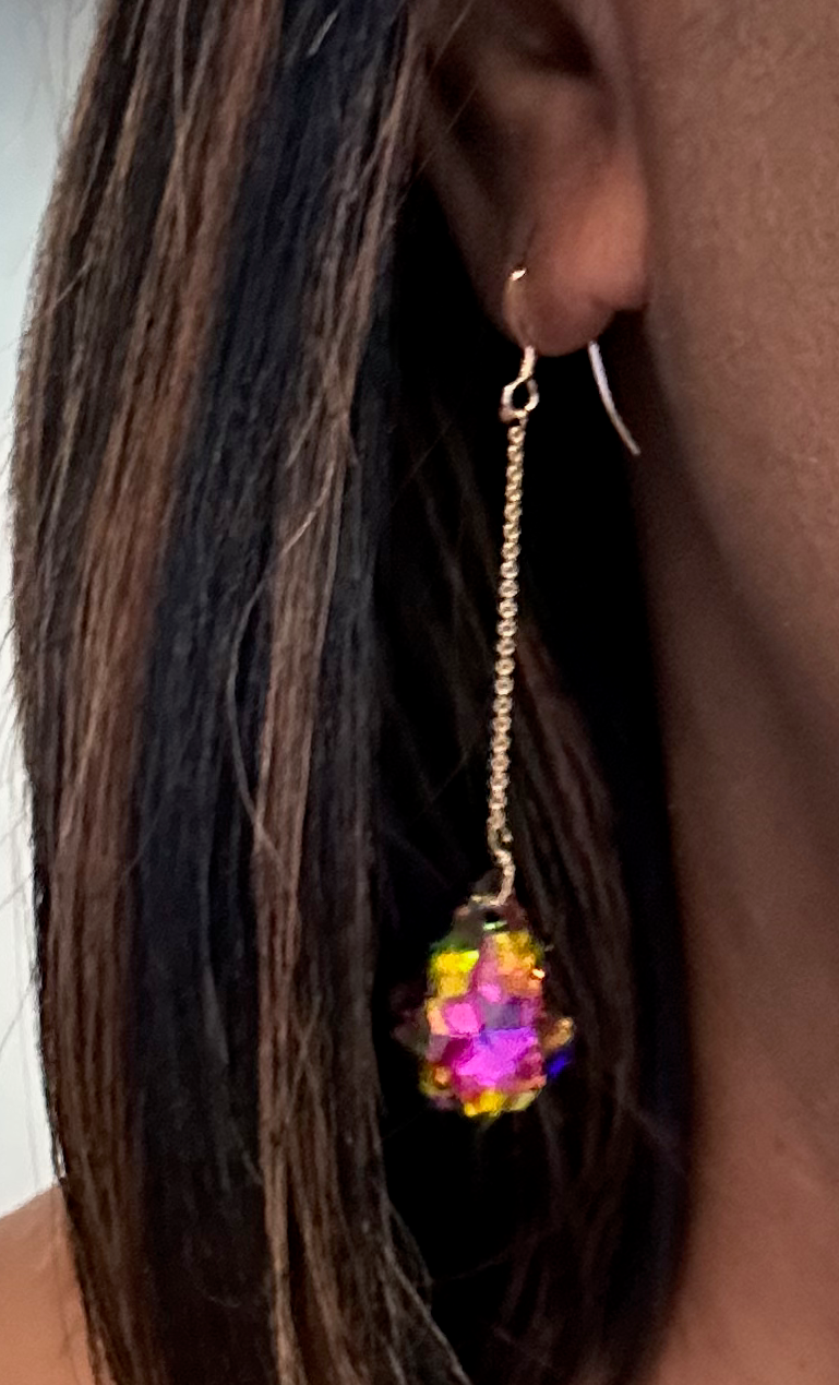 Swarovski Vitrail Crystal Drop with 14kt Gold Filled Chain Earrings