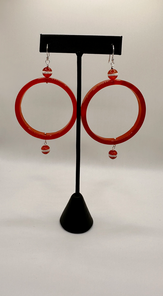 Carnelian Stone Hoop Earrings