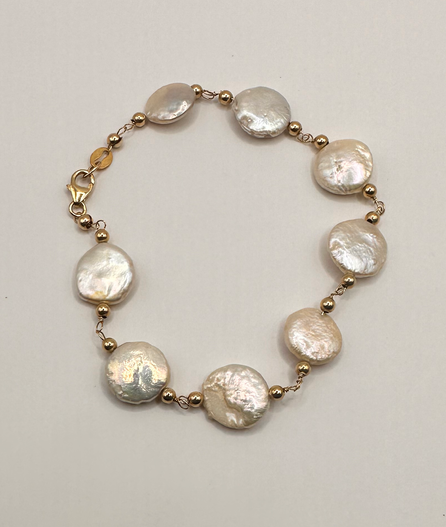 Freshwater Coin Pearls with 14kt Gold Filled Bracelet