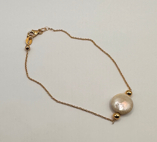 Freshwater Coin Pearl with 14kt Gold Filled Bracelet
