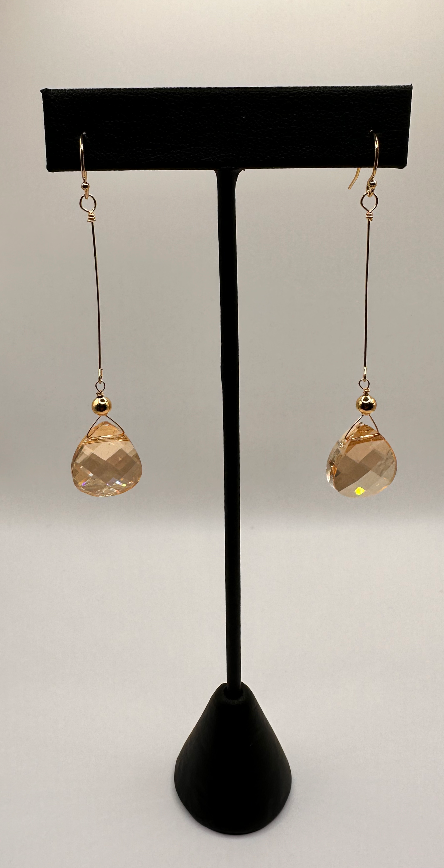 Swarovski Golden Shadow Crystal Drop with 14kt Gold Filled Link Earrings