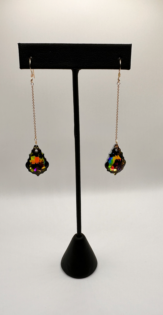 Swarovski Vitrail Medium Crystal Drop with 14kt Gold Filled Chain Earrings