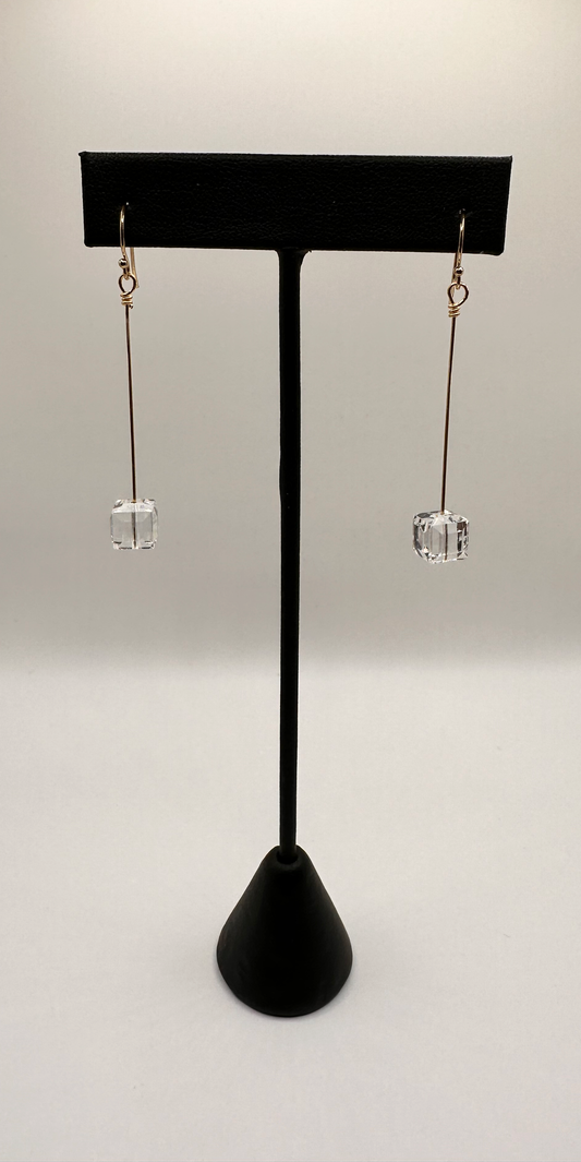 Swarovski Crystal Clear AB Square Drop with 14kt Gold Filled Earrings