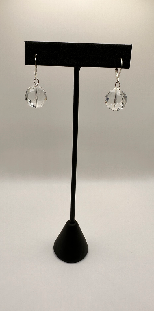 Crystal Clear Glass Faceted Drop Earrings