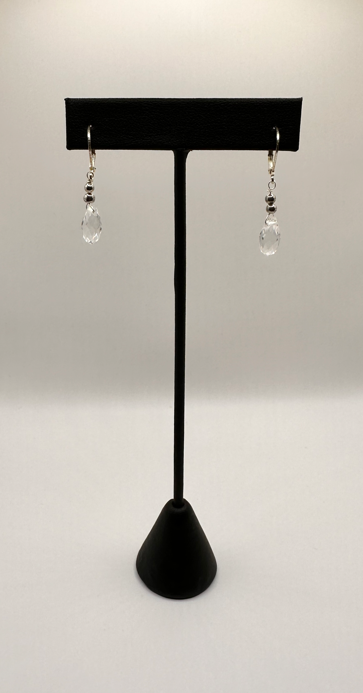 Swarovski Clear Crystal Briolette with Sterling Silver Ball Earrings