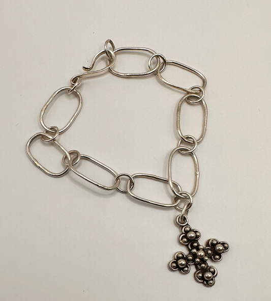 Sterling Silver Cross Link Bracelet