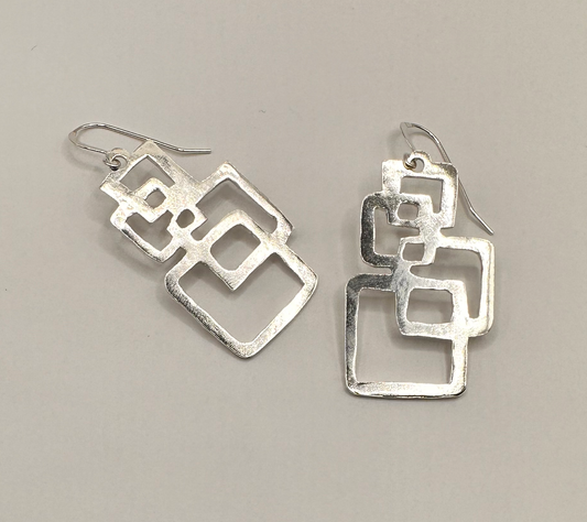 Artisan Crafted Abstract Undefined Lines Sterling Silver Earrings