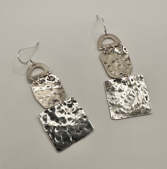 Handmade Hammered Artisan Sterling Silver .925 Earrings