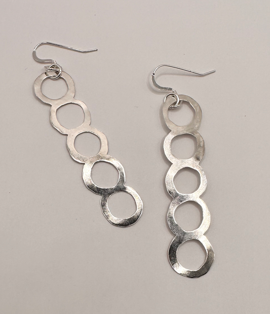 Artisan Handcrafted Sterling Silver Drop Circle Earrings