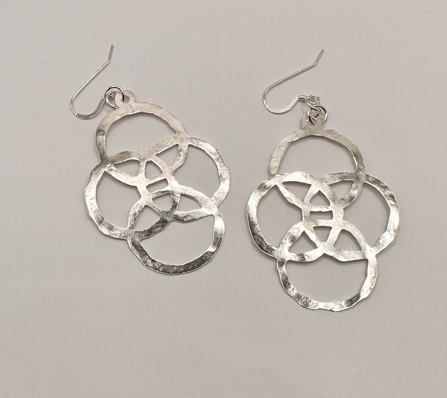 Artisan Handcrafted Abstract Hammered Sterling Silver Earrings