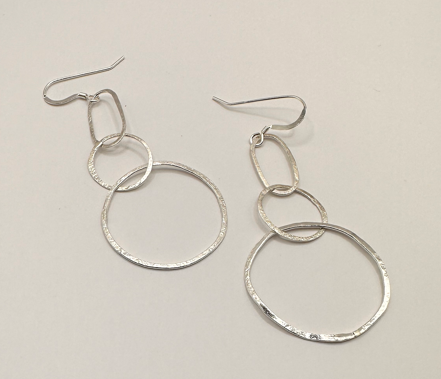 .925 Sterling Silver Artisan Dangle Hoops