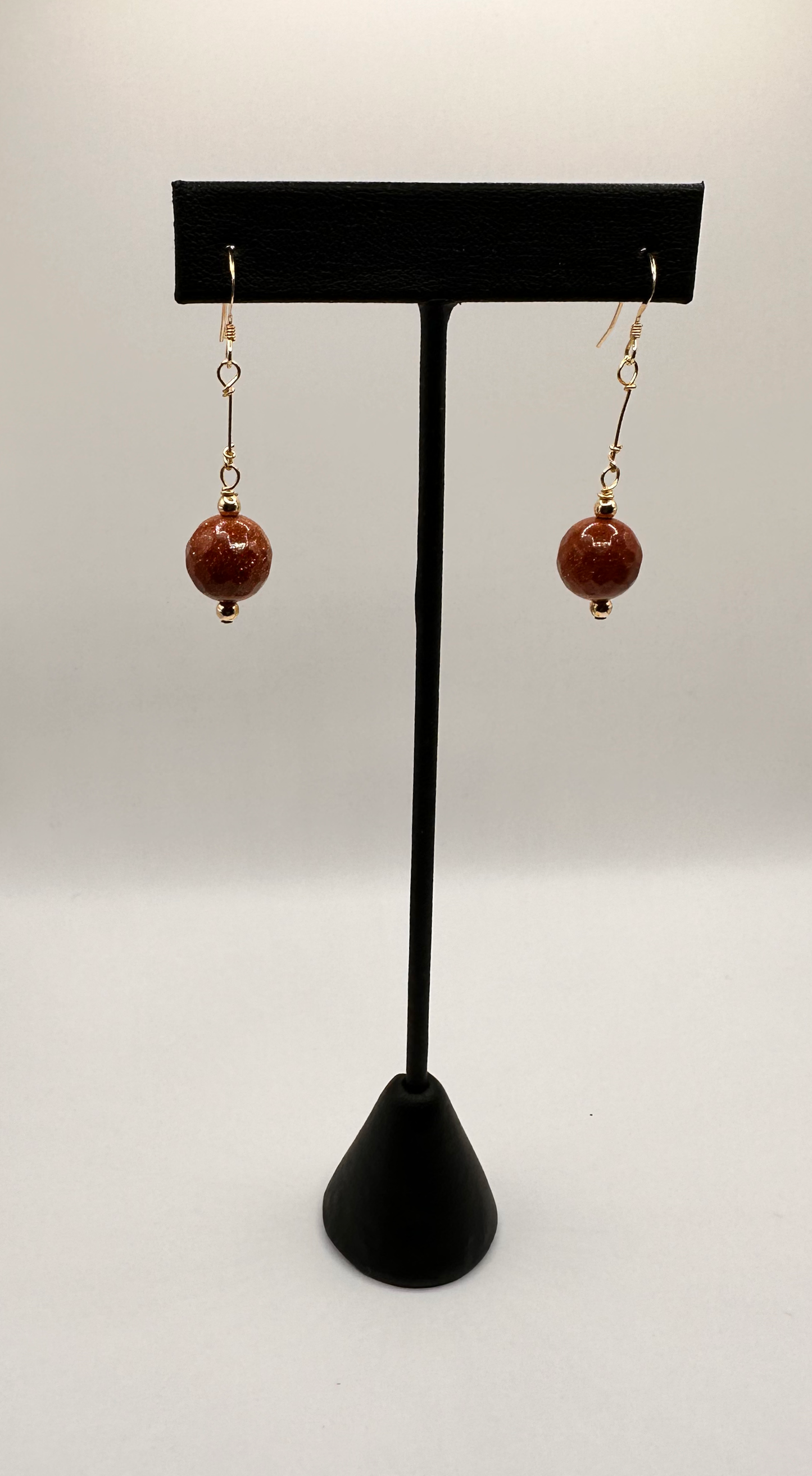 Sandstone Bead with 14kt Gold Filled Wire Earrings