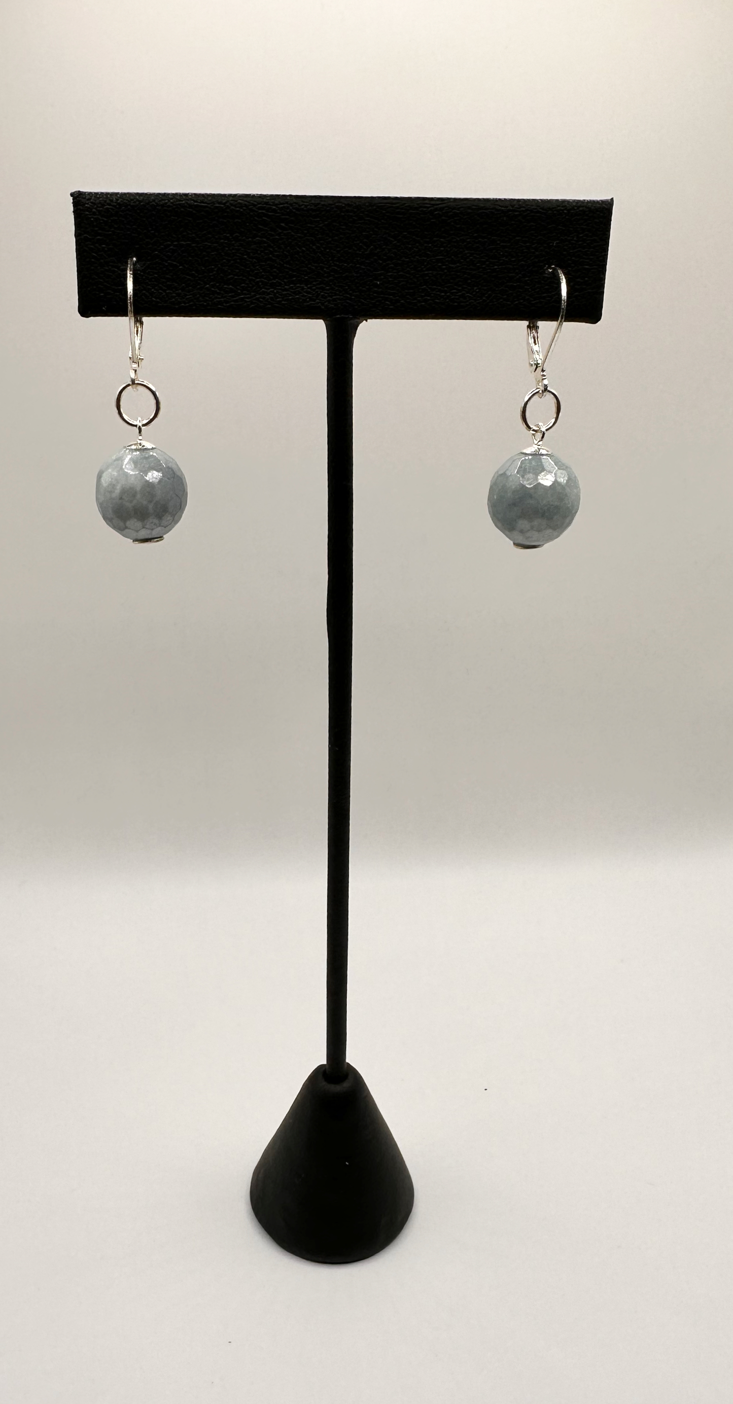 Chanel Style Iridescent with Sterling Silver Bead Drop Earrings