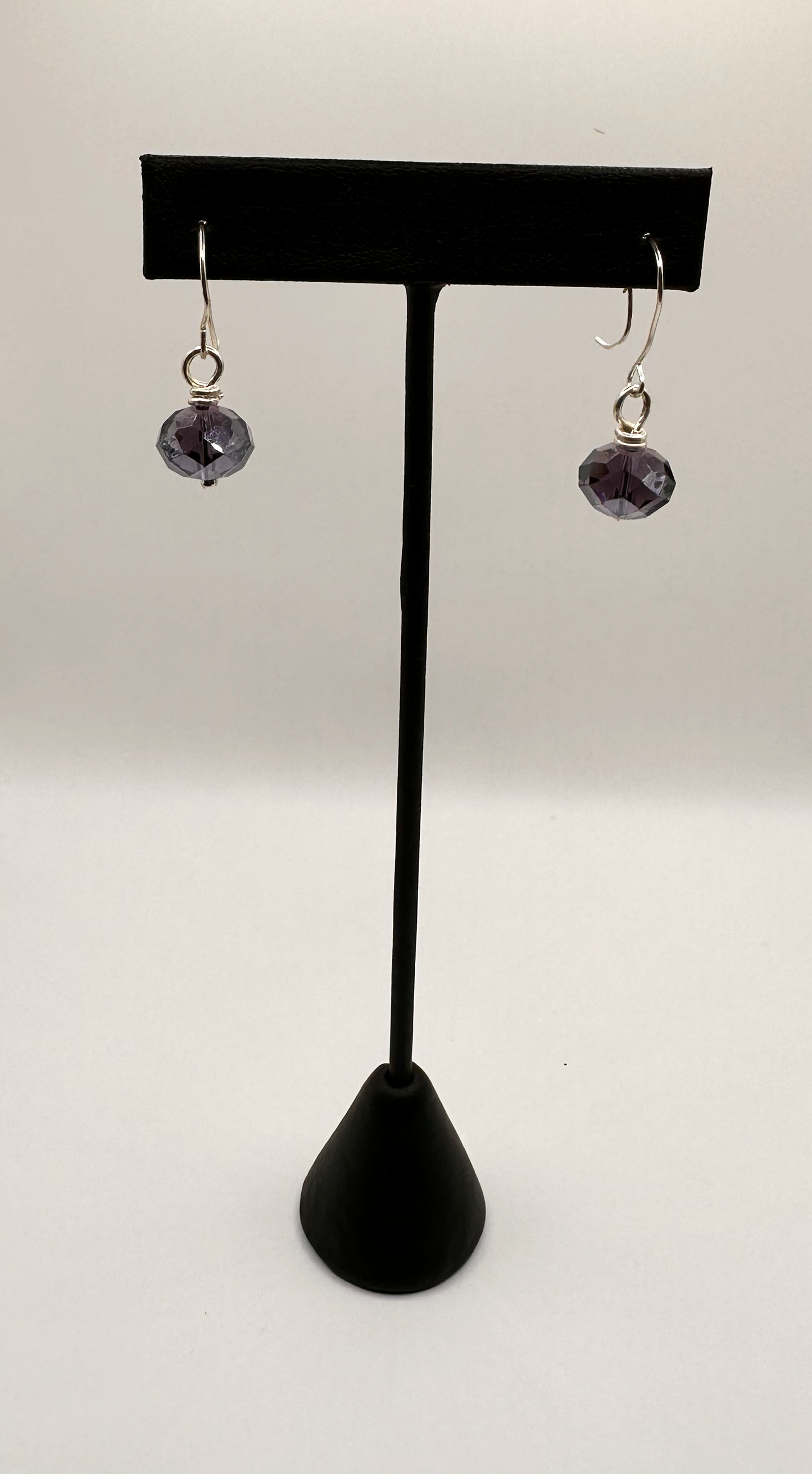 Purple Faceted Glass Bead Earrings.