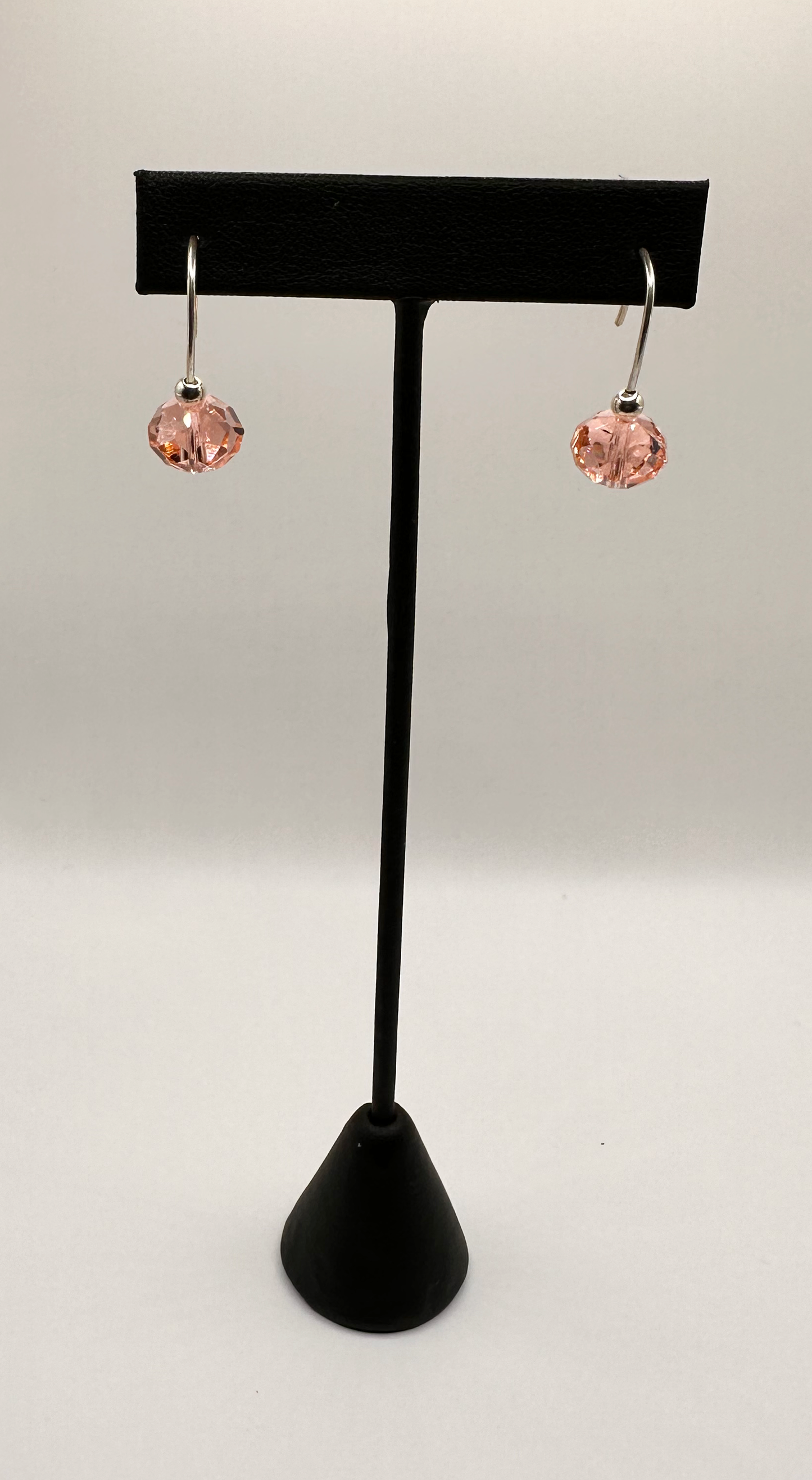 Pink Faceted Glass Bead Earrings.