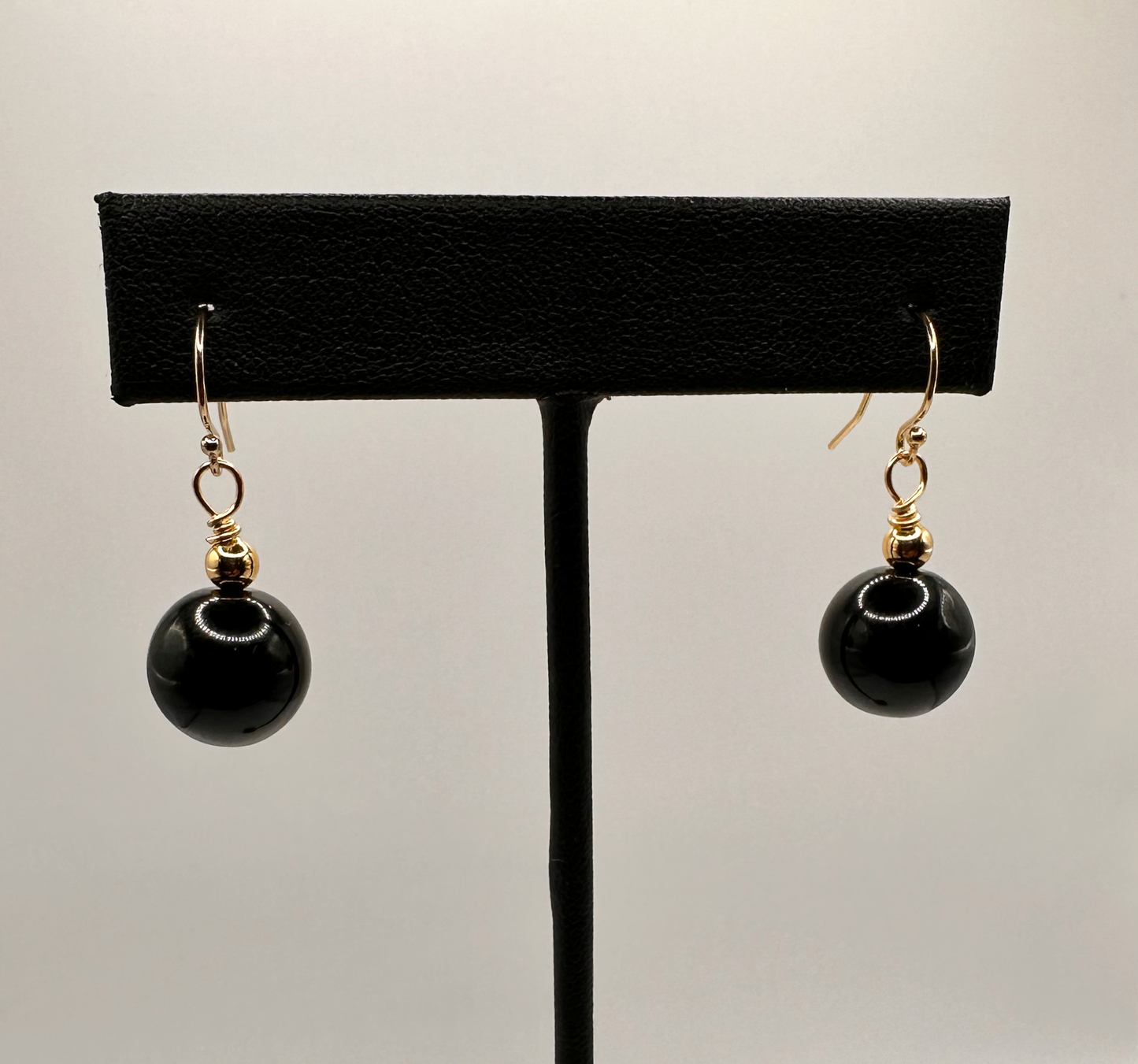 Black Onyx Bead with 14kt Gold Filled Earrings