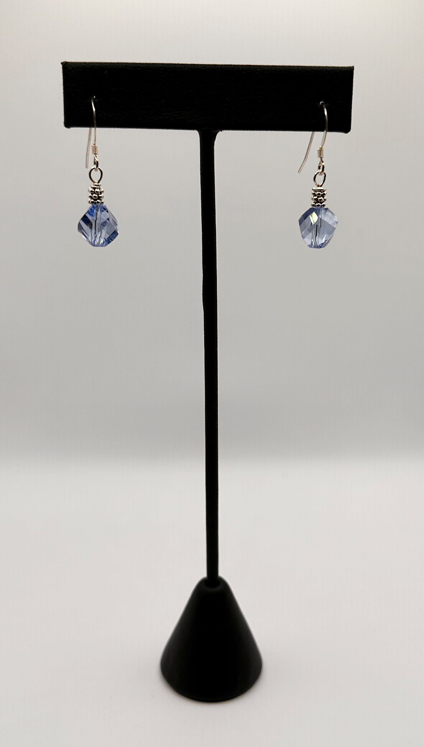 Blue Faceted Glass Bead Earrings
