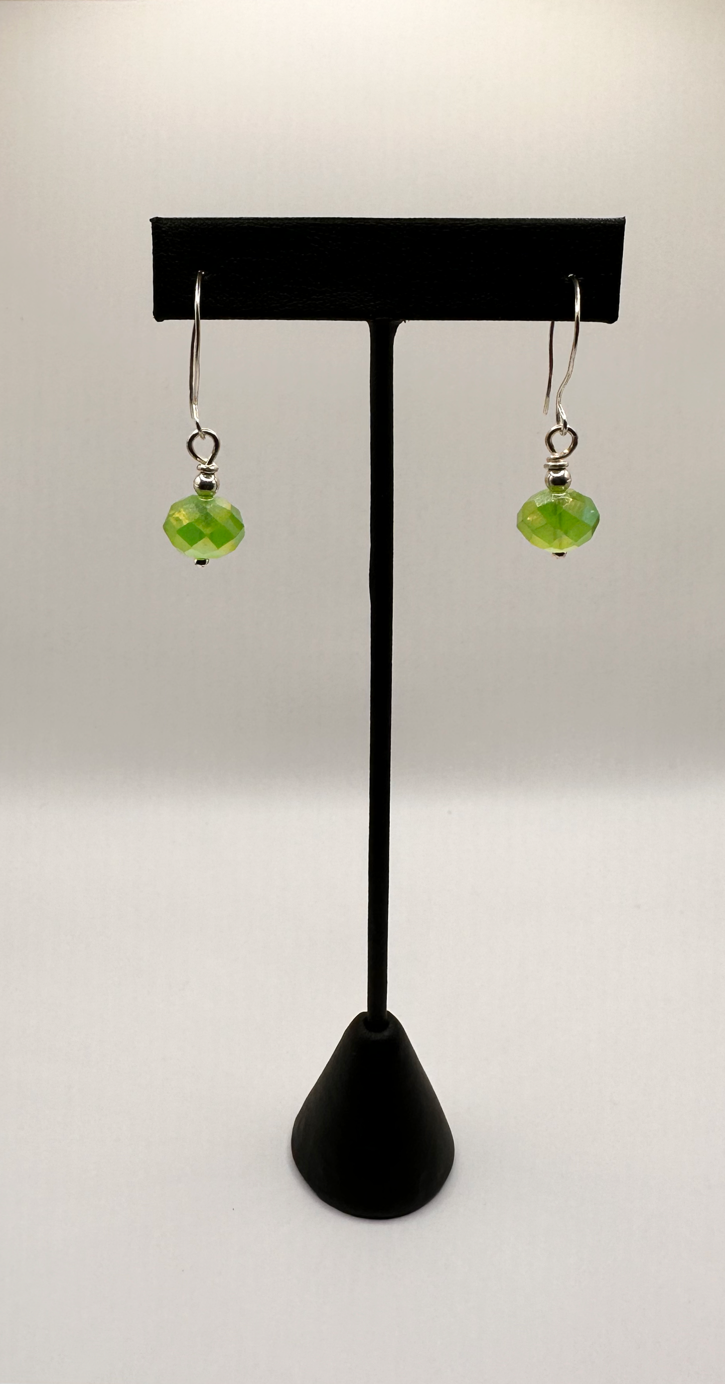 Green Faceted Glass Bead Earrings