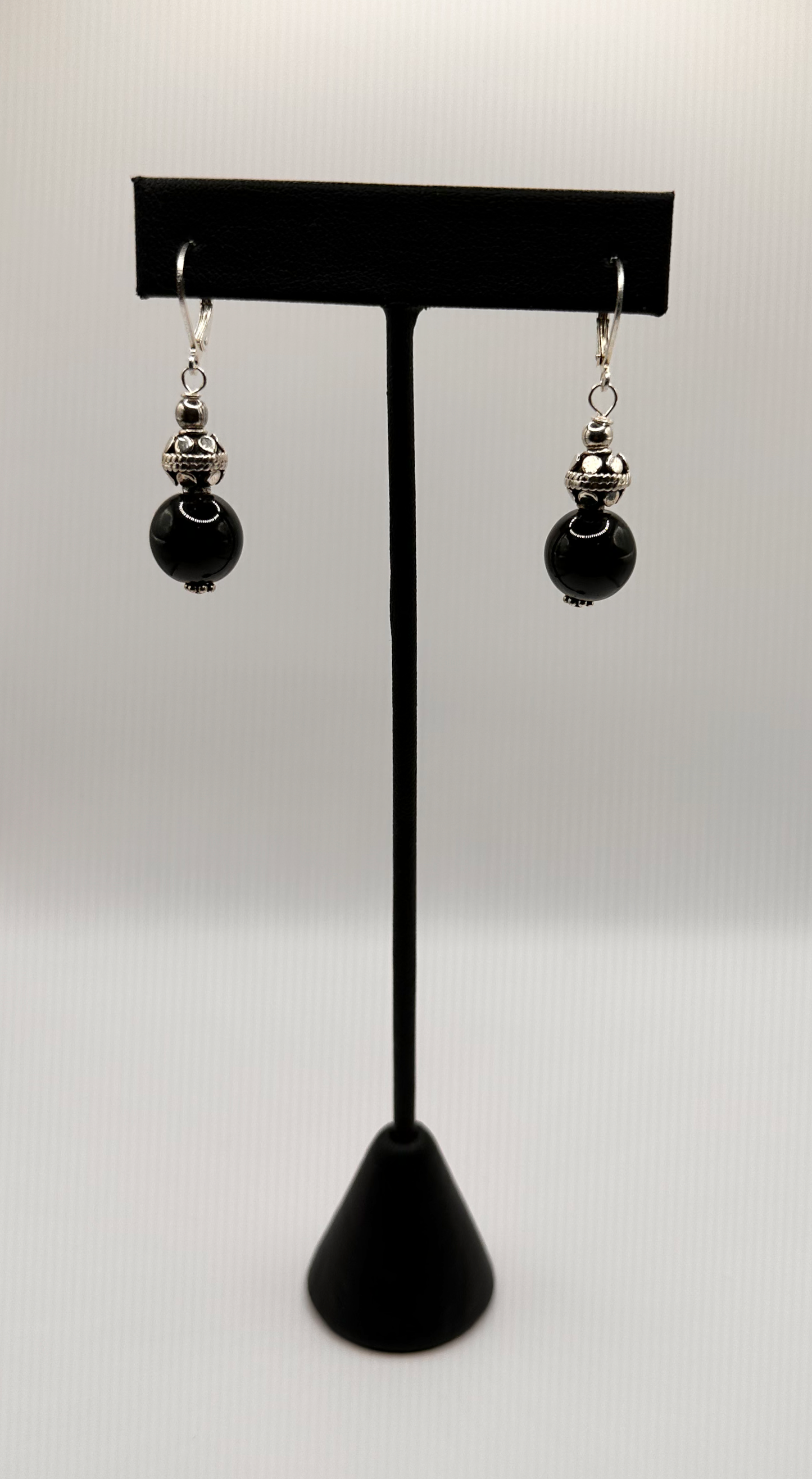Black Onyx with Bali Sterling Silver Ball Earrings